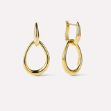 Two-Tone Water Drop Hoop Earrings – 925 Sterling Silver