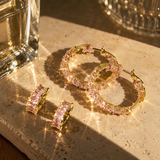 Rosé Crystal Hoop Set