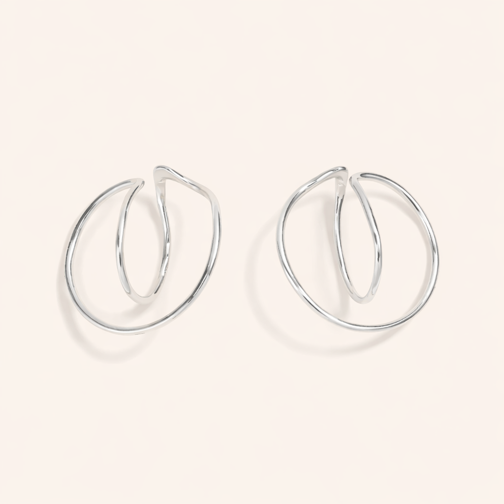 Geometric Irregular Curve Clip Earrings – No Piercing
