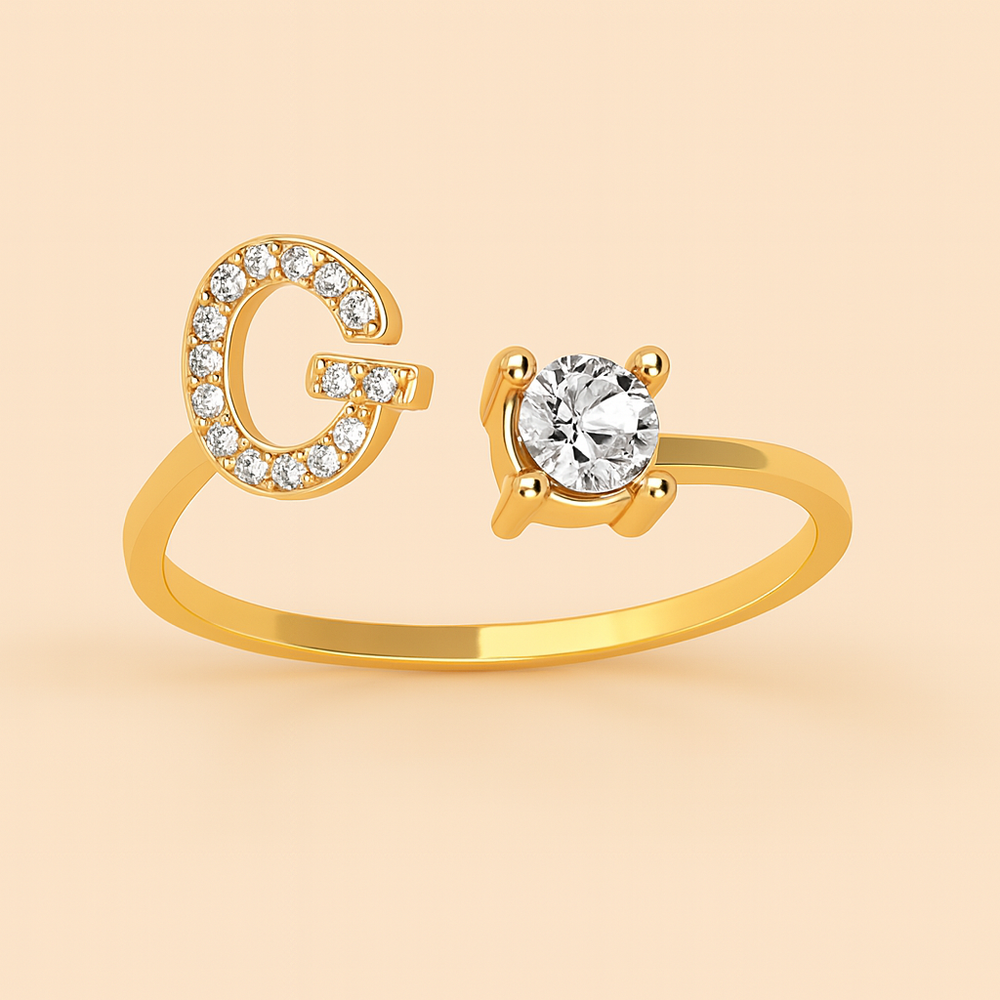 Anillo de cristal con letra personalizada