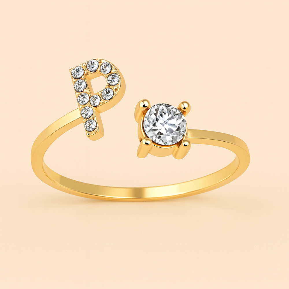 Anillo de cristal con letra personalizada