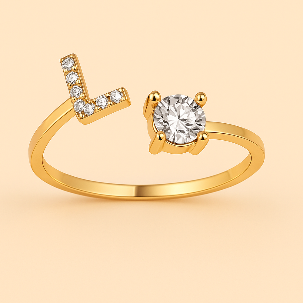 Anillo de cristal con letra personalizada