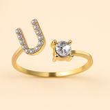 Anillo de cristal con letra personalizada