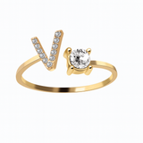 Anillo de cristal con letra personalizada