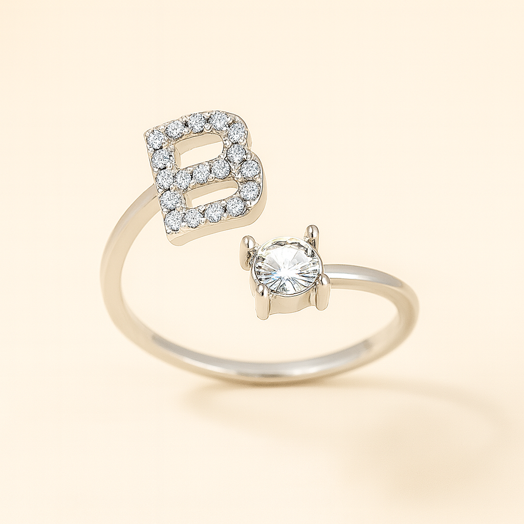 Personalized Letter Crystal Ring