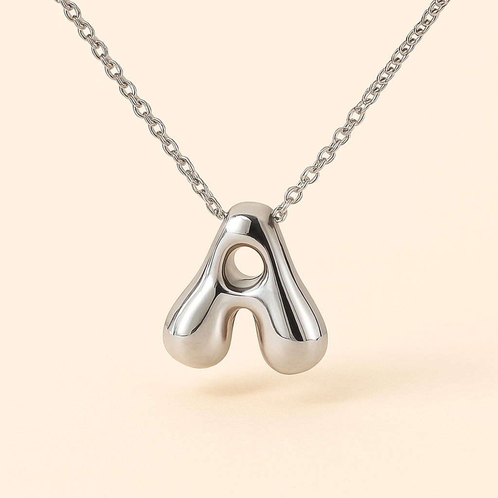 Personalized Bubble Letter Initial Necklace