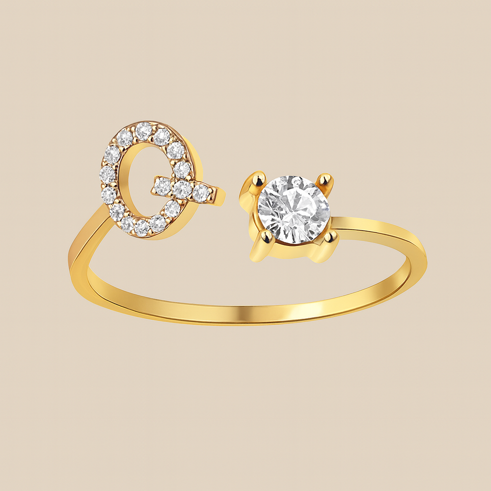 Anillo de cristal con letra personalizada