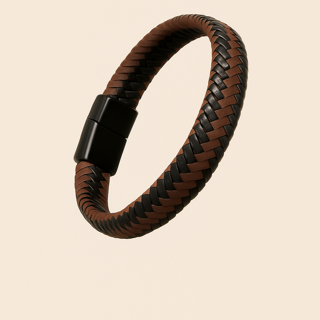 Pulsera de Cuero Tejida Retro para Hombre