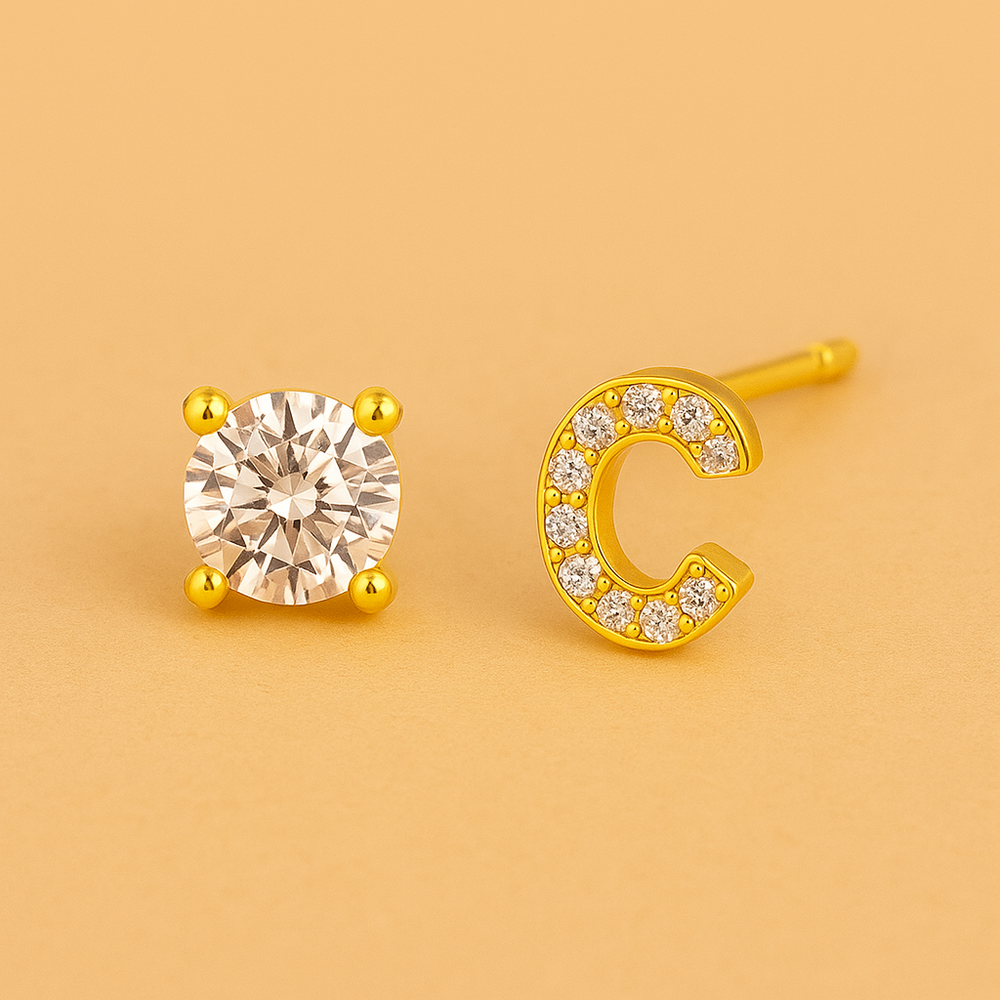 Pendientes de circonita con letra inicial