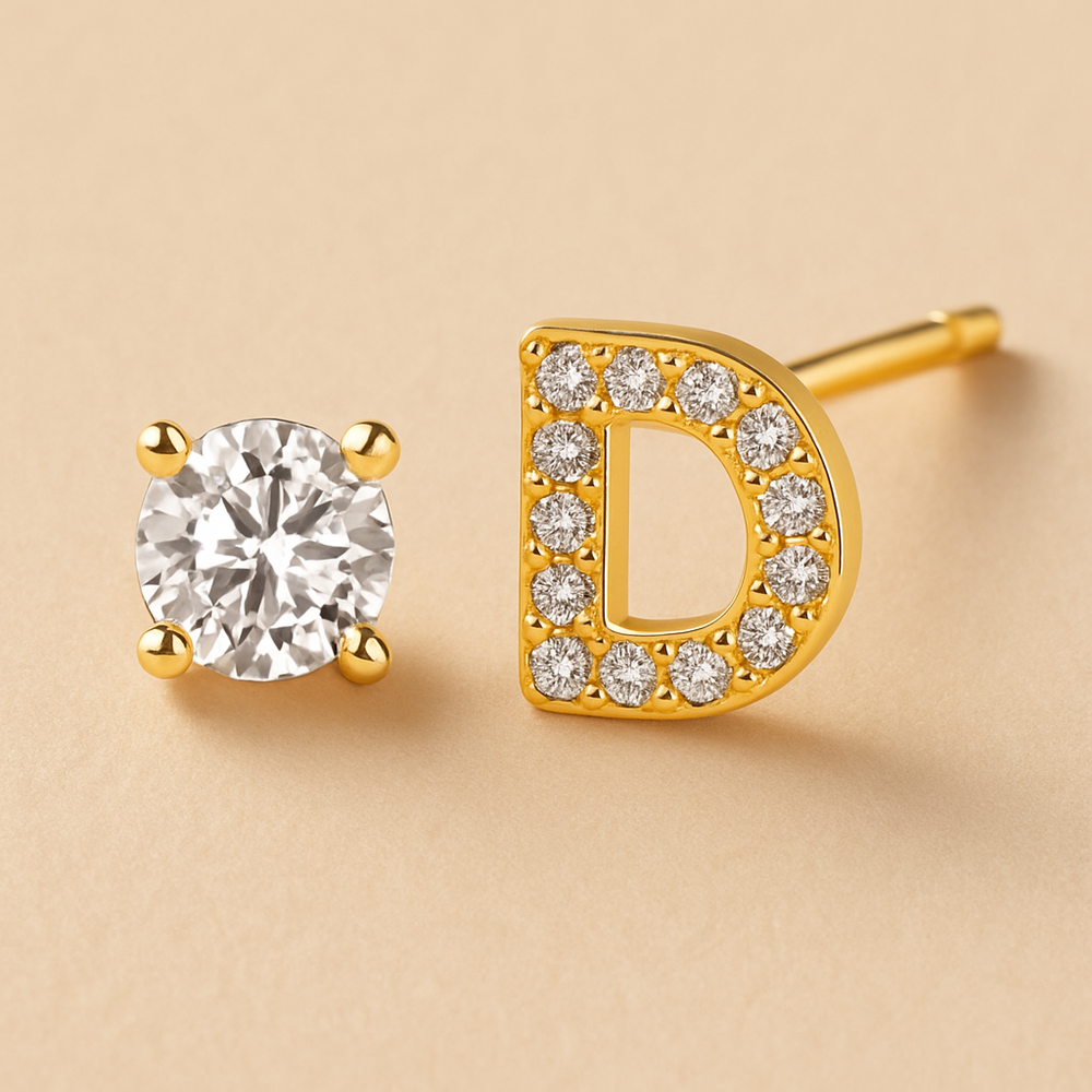 Pendientes de circonita con letra inicial