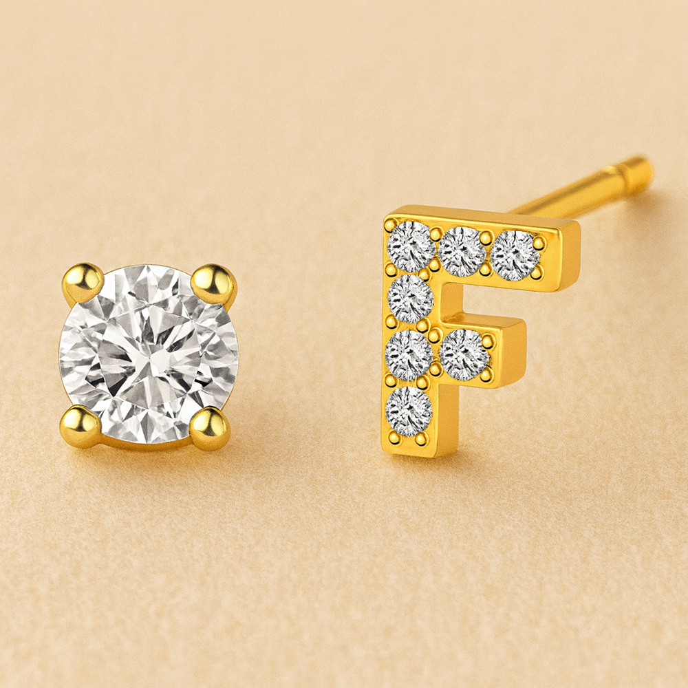 Pendientes de circonita con letra inicial