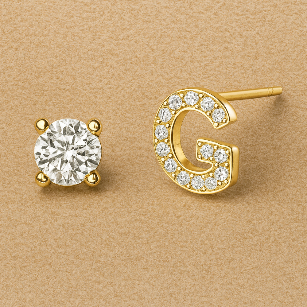 Pendientes de circonita con letra inicial