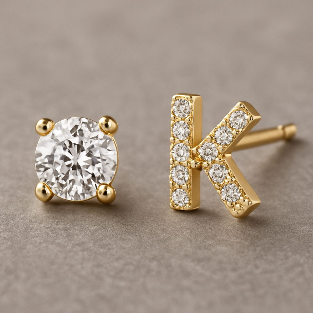 Pendientes de circonita con letra inicial