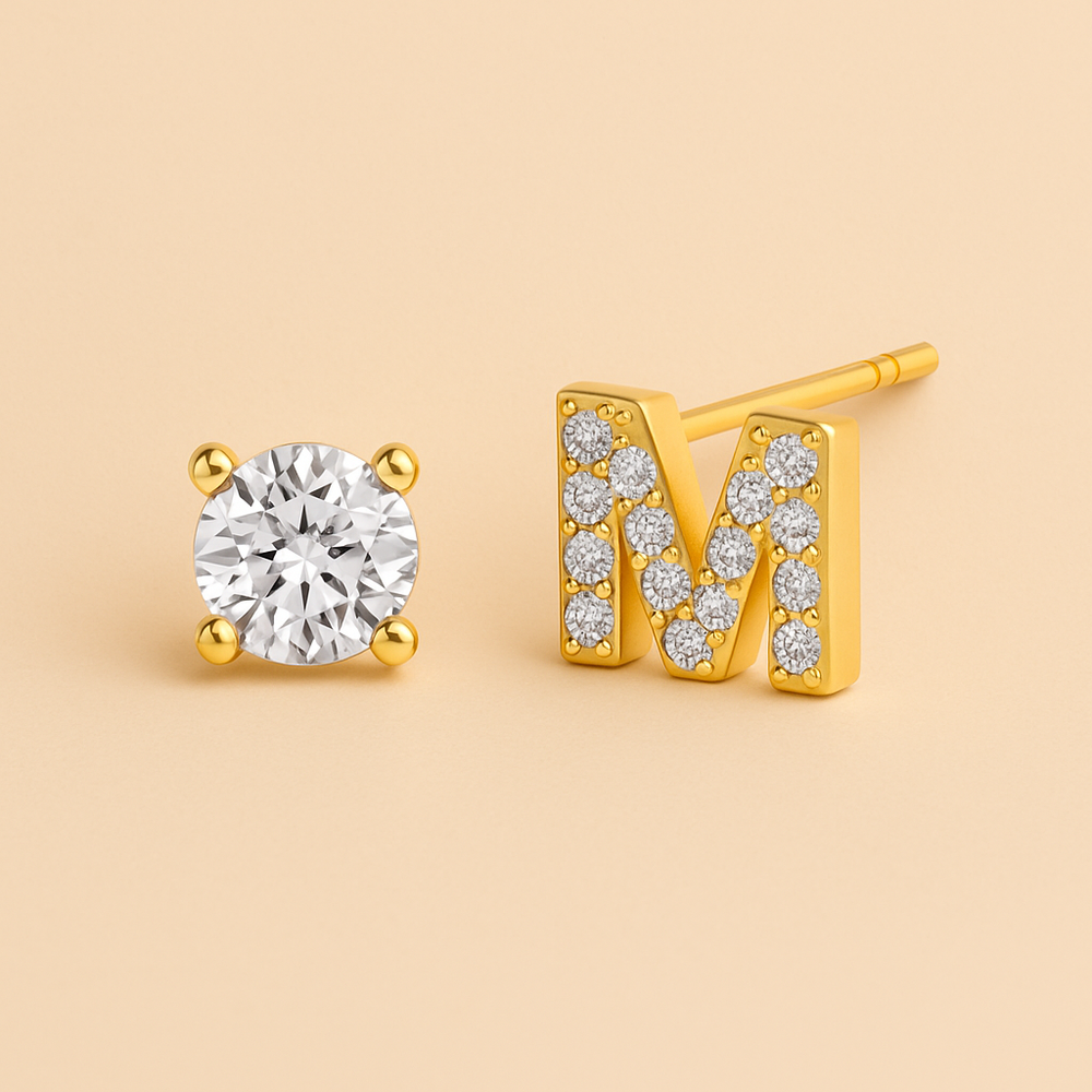 Pendientes de circonita con letra inicial