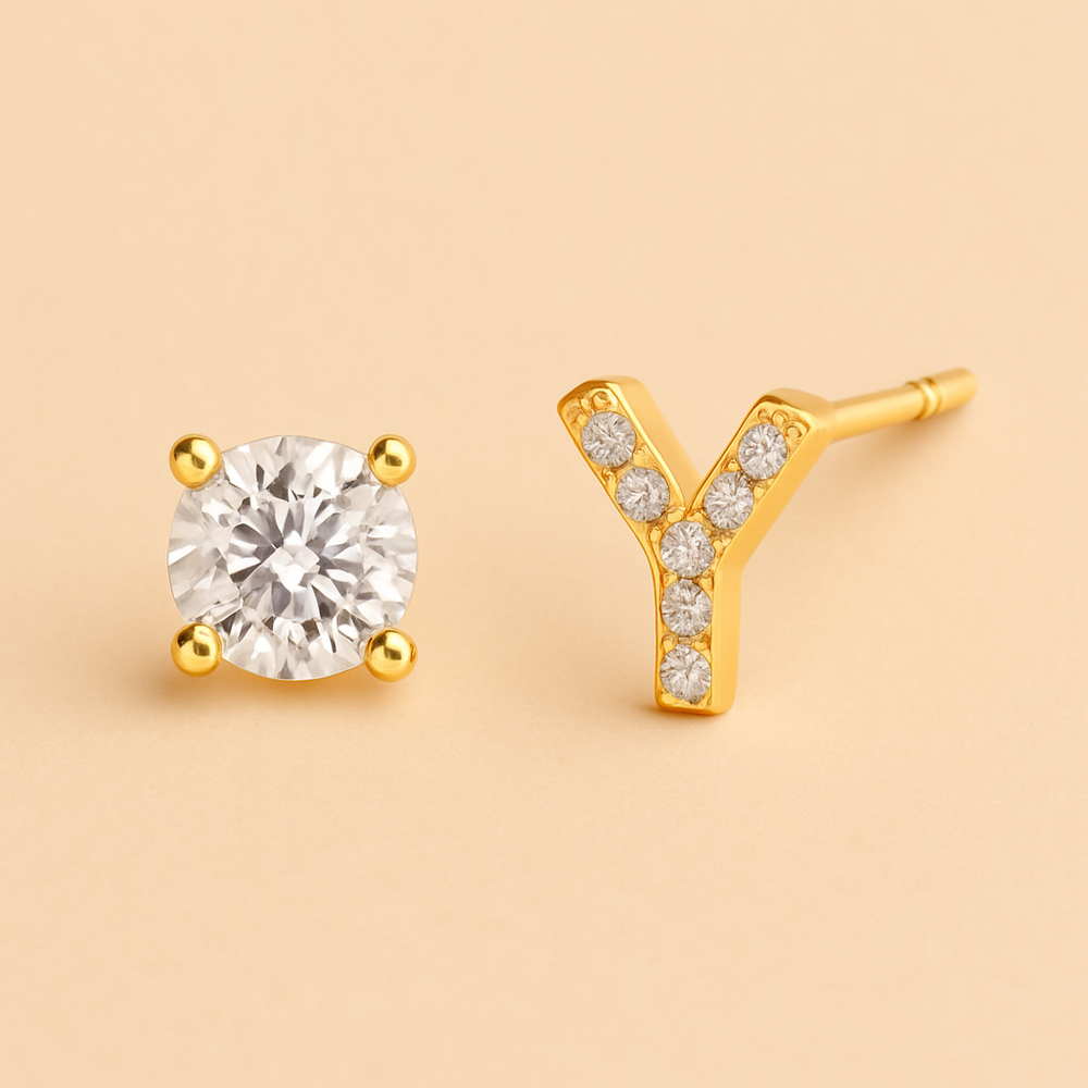 Pendientes de circonita con letra inicial