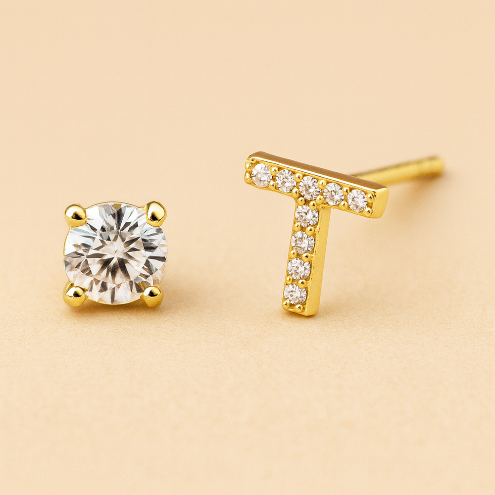 Pendientes de circonita con letra inicial