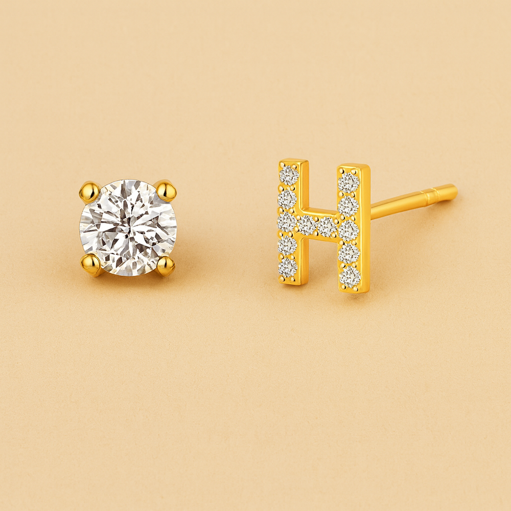 Pendientes de circonita con letra inicial