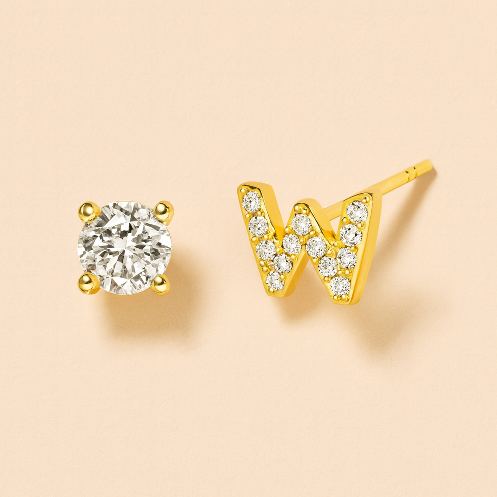 Pendientes de circonita con letra inicial