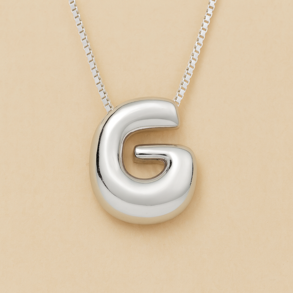 Personalized Bubble Letter Initial Necklace
