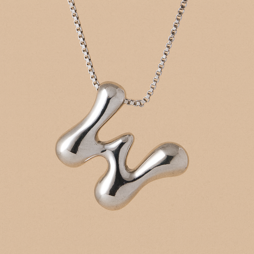 Personalized Bubble Letter Initial Necklace