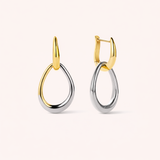 Two-Tone Water Drop Hoop Earrings – 925 Sterling Silver