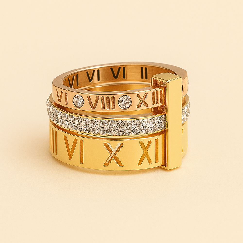 Anillo de números romanos de triple pila
