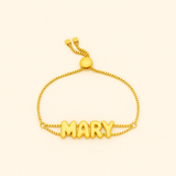 Personalized Bubble Letter Bracelet | Custom 14K Gold Name Bracelet | My Charm Lab