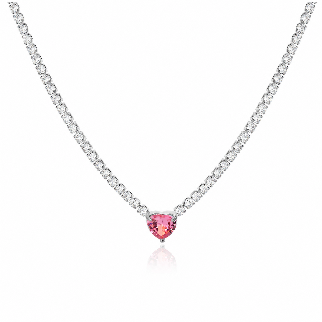 Crystal Heart Necklace – Pink Edition