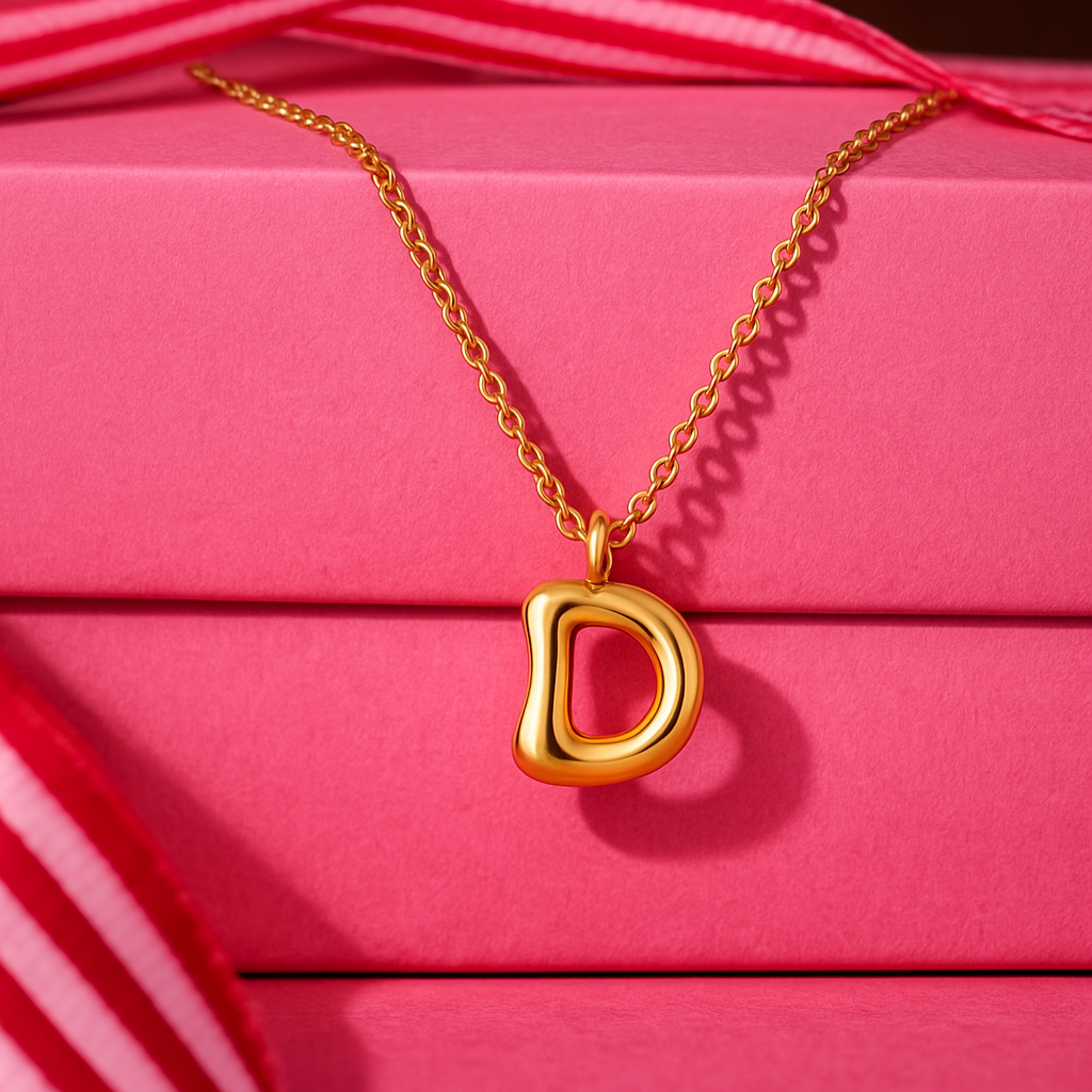Personalized Bubble Letter Initial Necklace