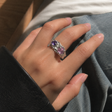 Pink & Violet Silver Ring