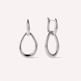 Two-Tone Water Drop Hoop Earrings – 925 Sterling Silver