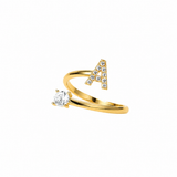 Anillo de Cristal de Letra Personalizada
