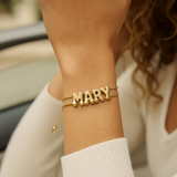Personalized Bubble Letter Bracelet | Custom 14K Gold Name Bracelet | My Charm Lab