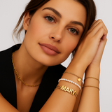 Personalized Bubble Letter Bracelet | Custom 14K Gold Name Bracelet | My Charm Lab