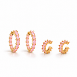 Rosé Crystal Hoop Set