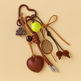 Vintage Brown Leather Bow Heart