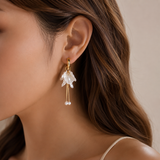 White Blossom Tassel Earrings