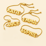Personalized Bubble Letter Bracelet | Custom 14K Gold Name Bracelet | My Charm Lab