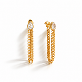 Golden Teardrop Chain Tassel Earrings