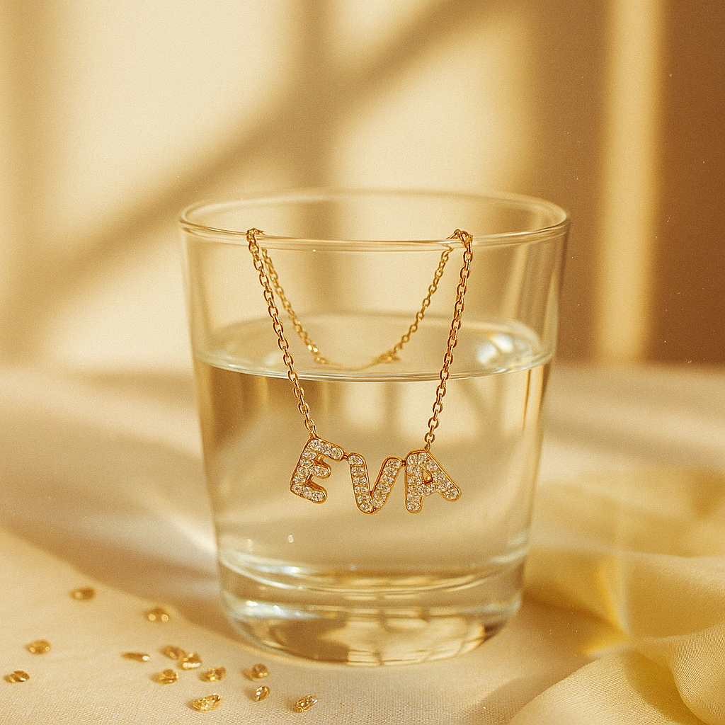 Personalized Bubble Letter Necklace | Custom Gold Name Pendant | My Charm Lab