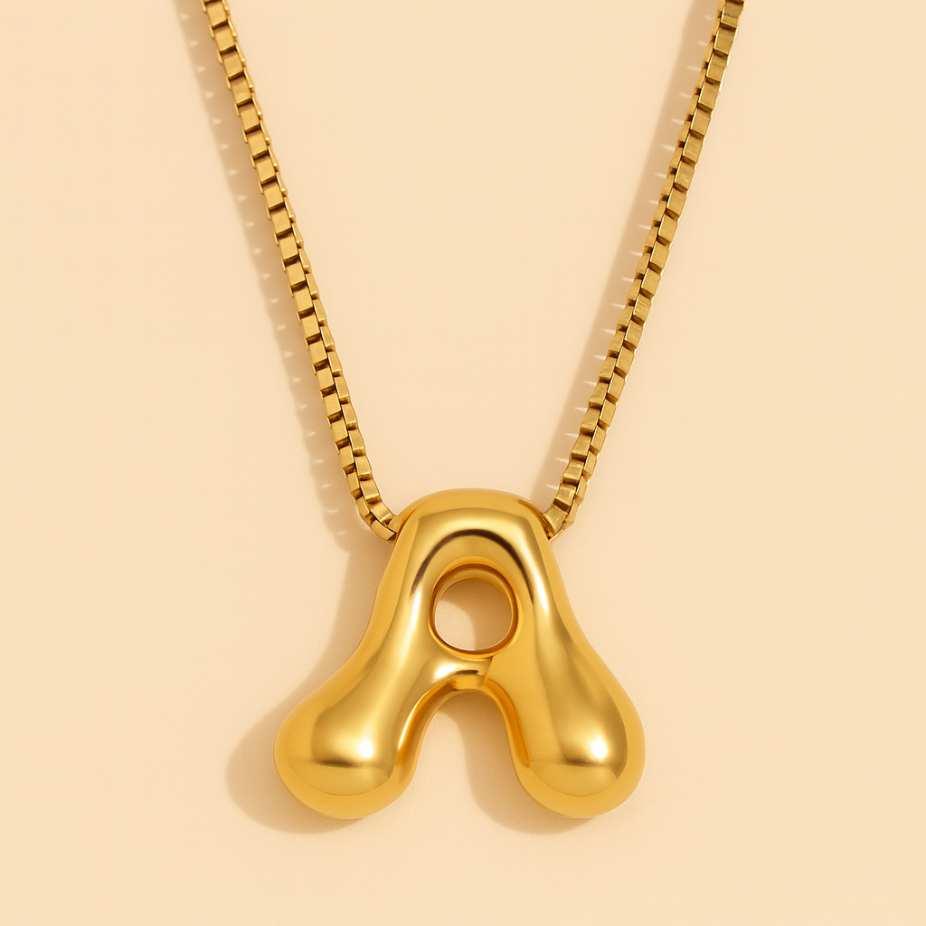 Personalized Bubble Letter Initial Necklace