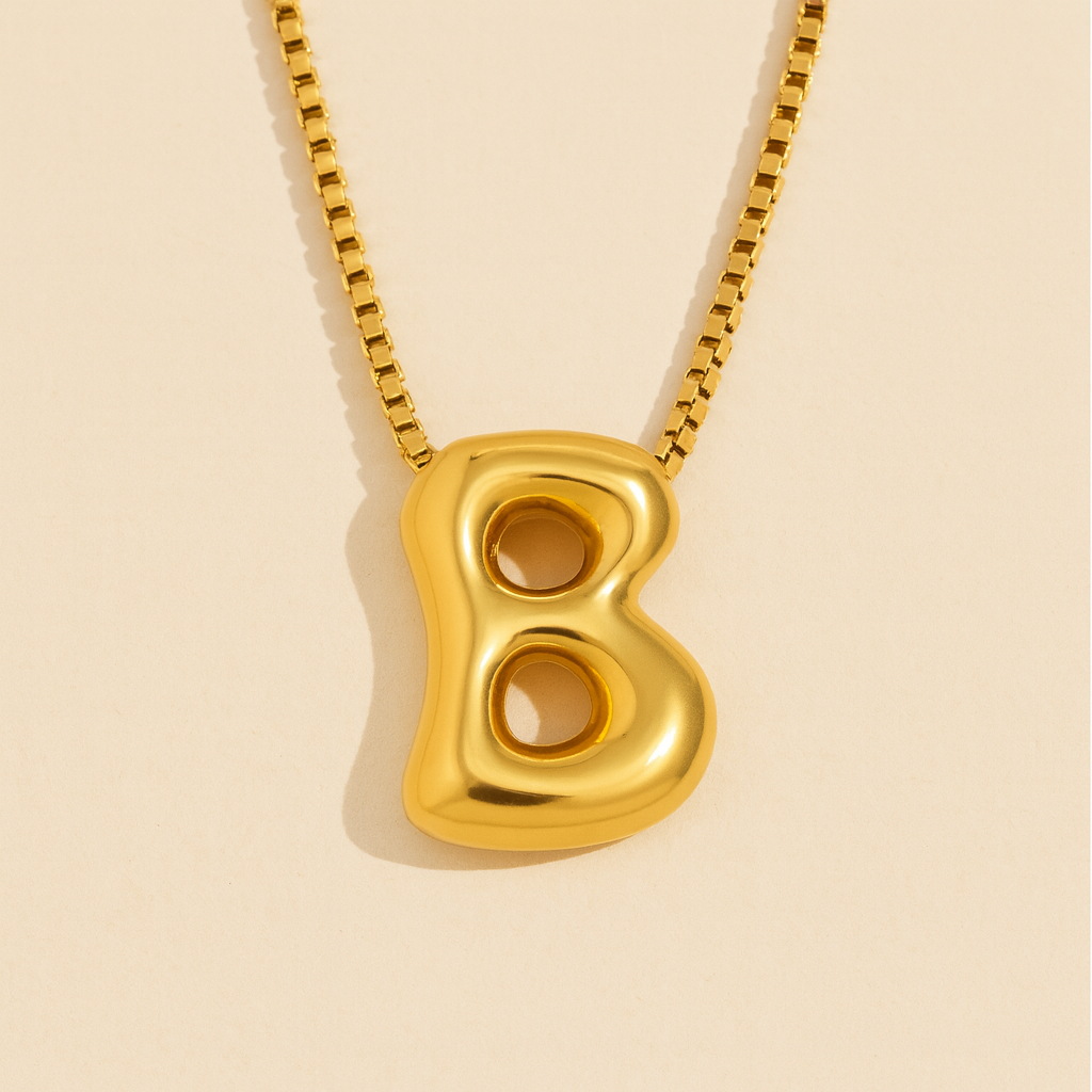 Personalized Bubble Letter Initial Necklace