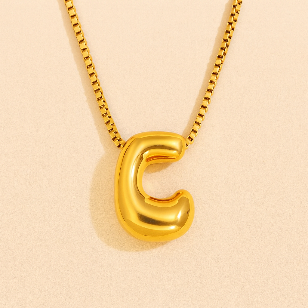 Personalized Bubble Letter Initial Necklace