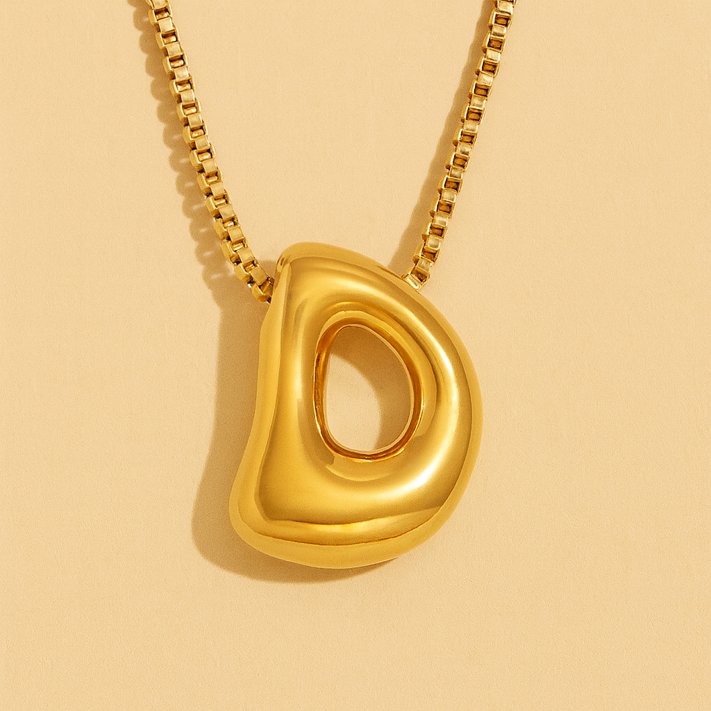 Personalized Bubble Letter Initial Necklace