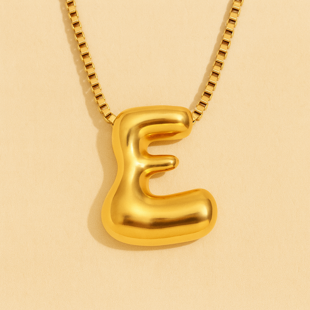Personalized Bubble Letter Initial Necklace