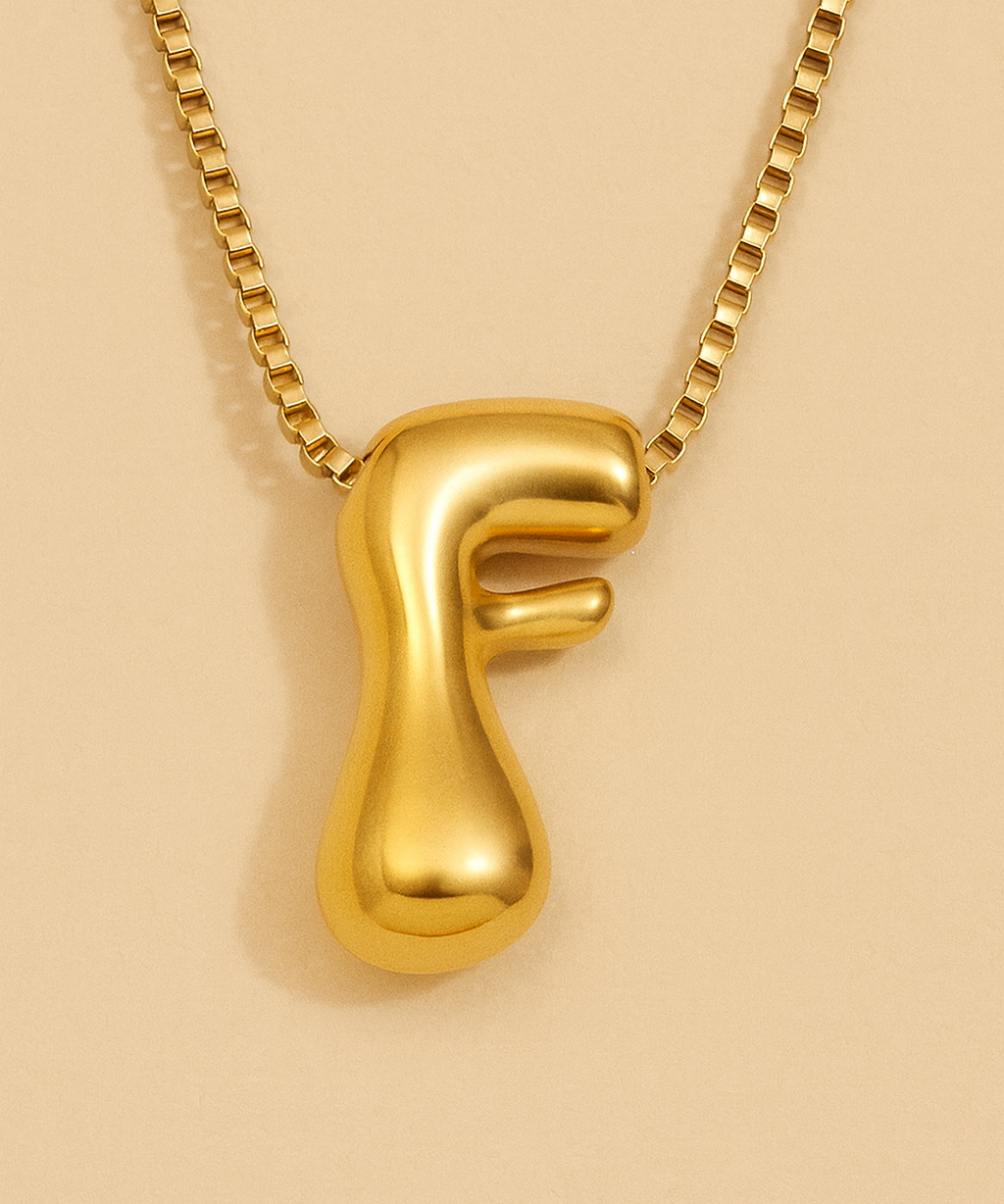 Personalized Bubble Letter Initial Necklace