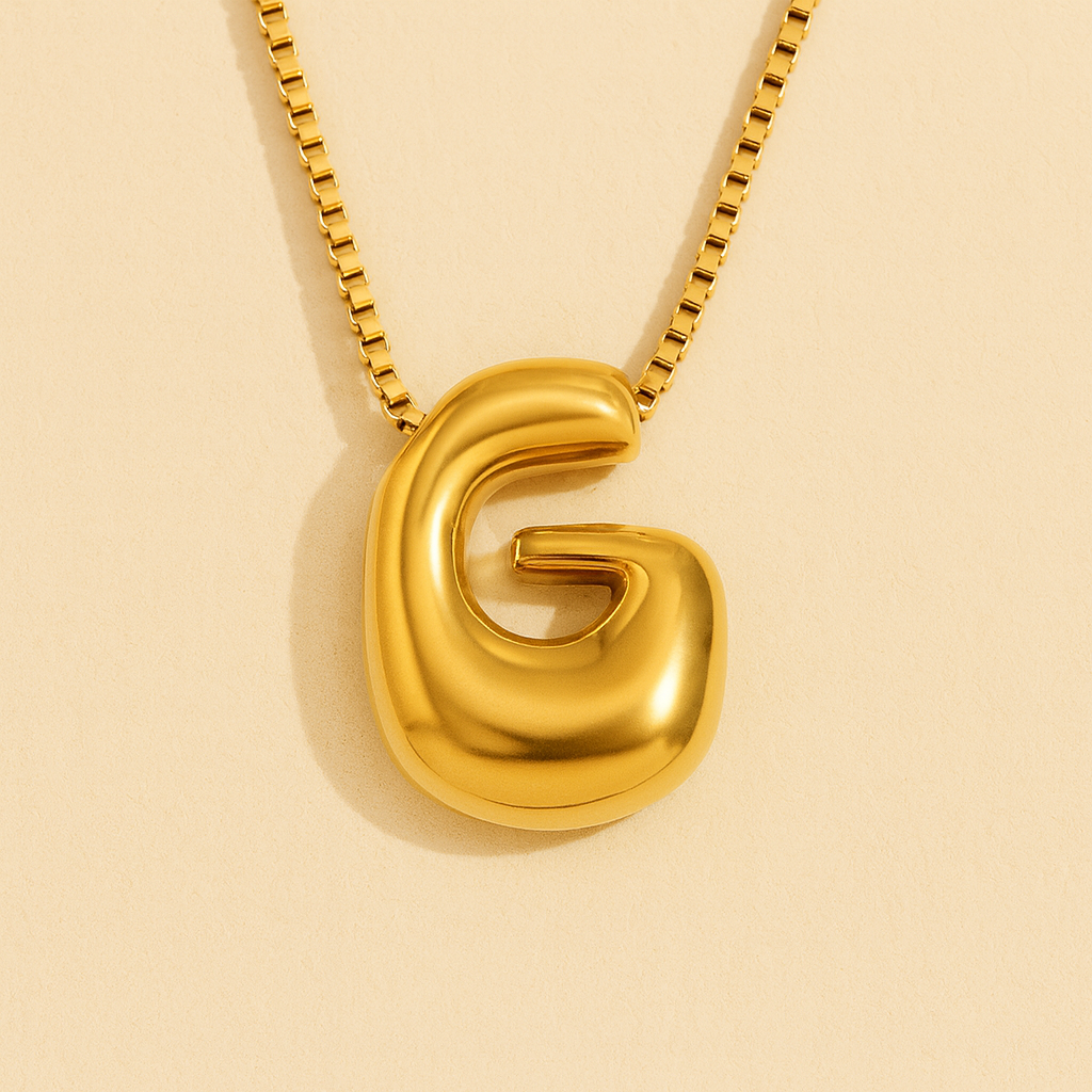 Personalized Bubble Letter Initial Necklace