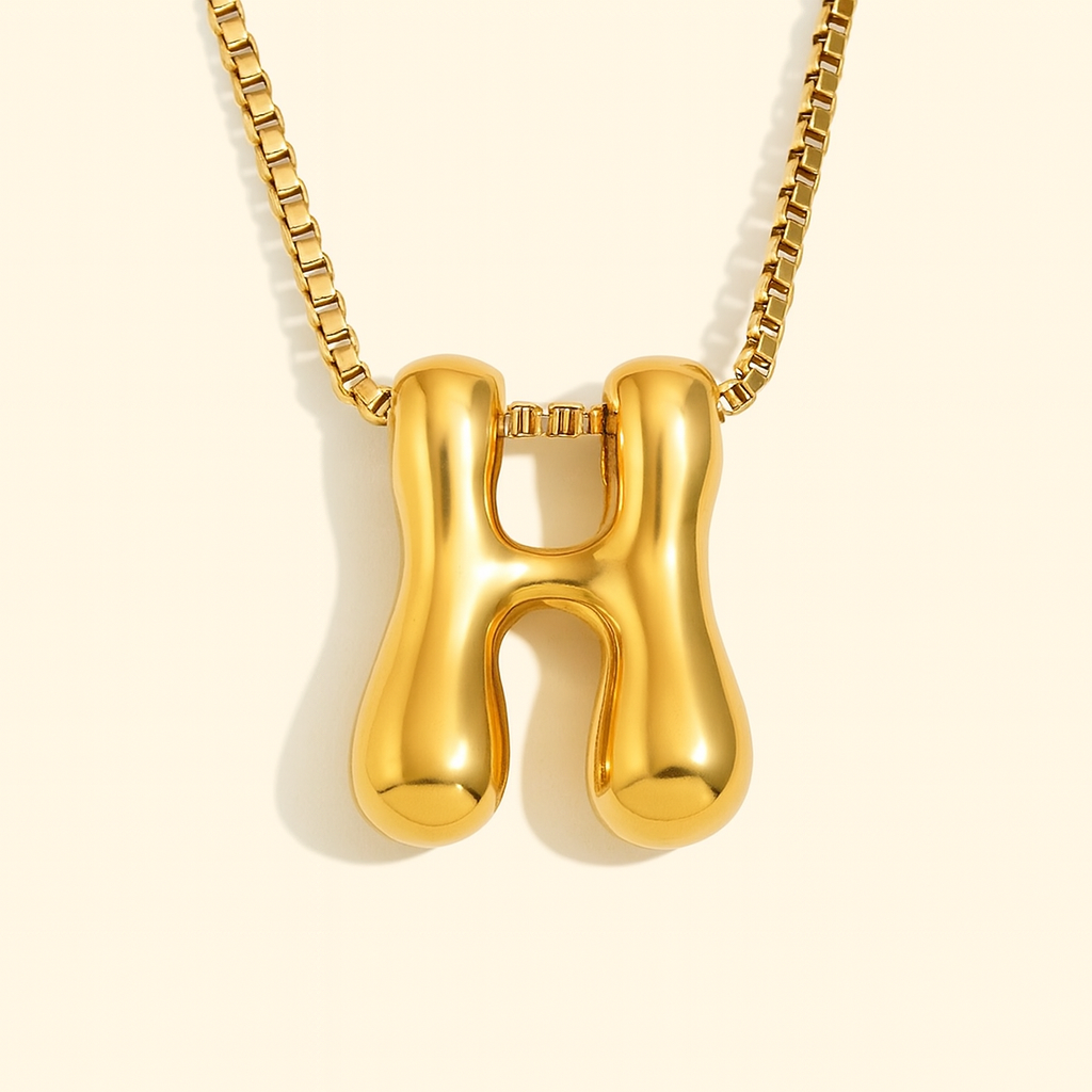 Personalized Bubble Letter Initial Necklace