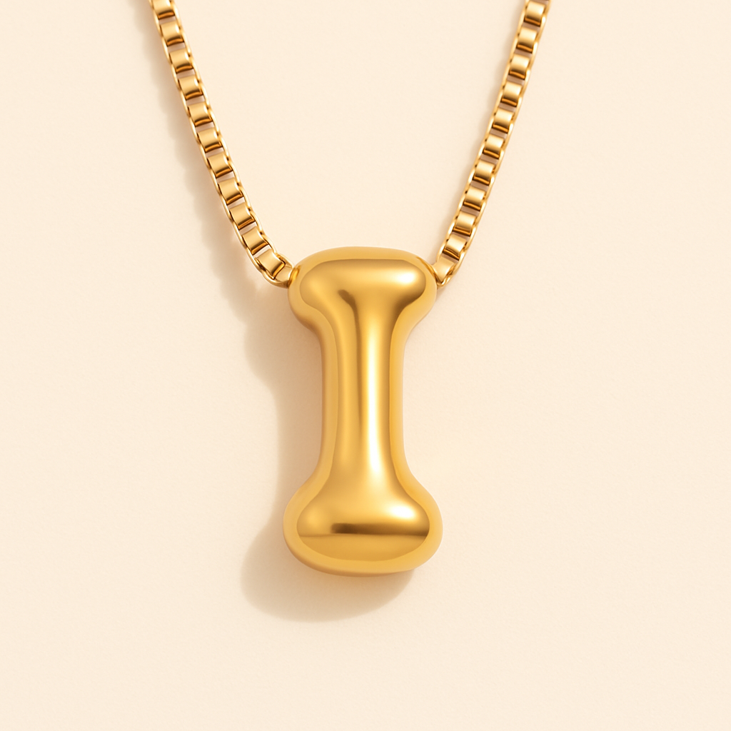 Personalized Bubble Letter Initial Necklace