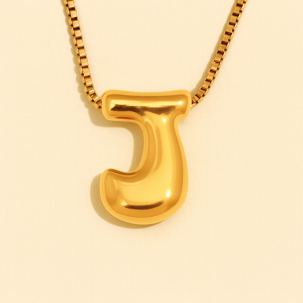 Personalized Bubble Letter Initial Necklace